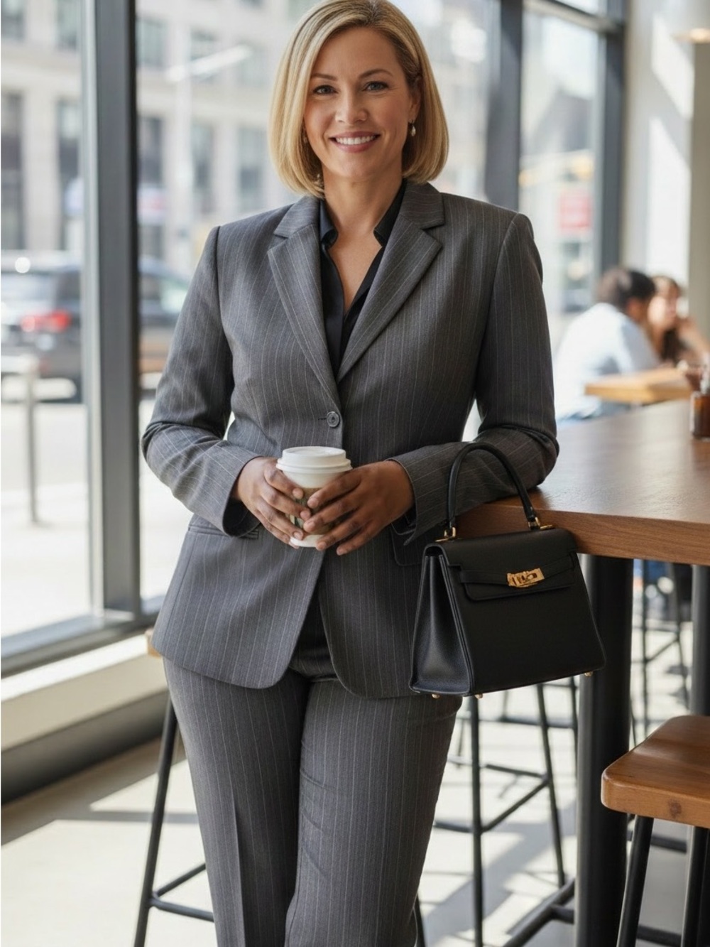 NWT $300 KASPER Gray Pinstripe Women's Blazer and Pants Suit